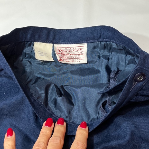 Pendleton plain BLUE WOOL midi SKIRT women’s SIZE 6 petite Back Slit office work - Picture 4 of 12